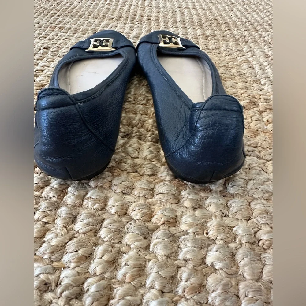 Escada Blue and Gold Flats with Elegant Gold Embellishment Size 39
